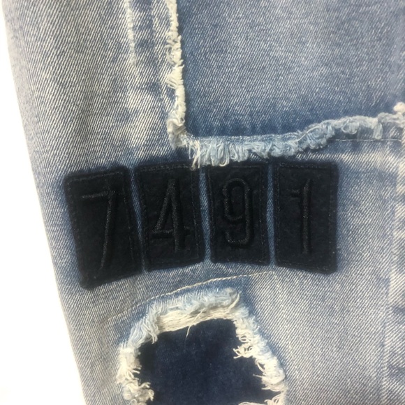 Young & Reckless Los Angeles Denim Jeans Mens 34 Patchwork Light Wash Distressed - Picture 7 of 11